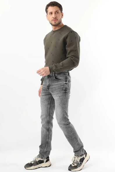 Erkek Regular Fit Jean Pantolon Gri - 2