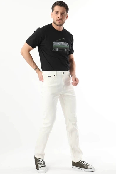 Erkek Jean Pantolon Ekru - Resim 3