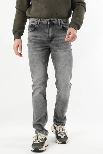 Erkek Regular Fit Jean Pantolon Gri - 7