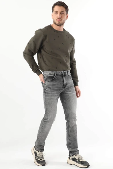 Erkek Regular Fit Jean Pantolon Gri - 4
