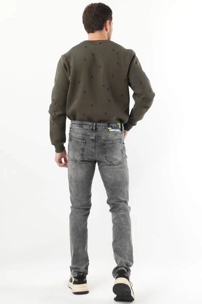 Erkek Regular Fit Jean Pantolon Gri - 5