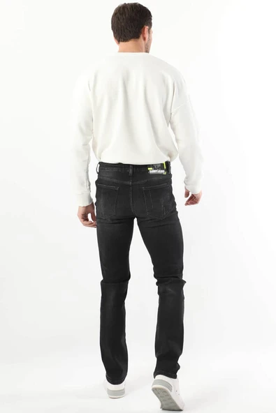 Erkek Dizi Yırtık Jean Pantolon Siyah - Resim 4