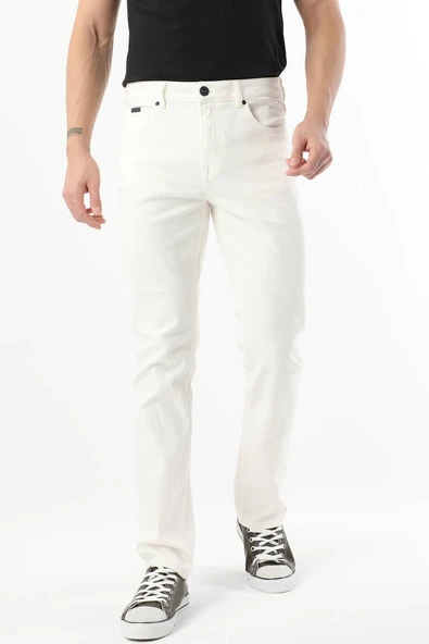 Erkek Jean Pantolon Ekru - Resim 5
