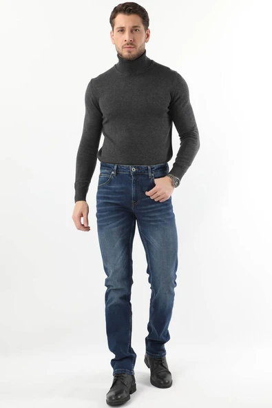 Erkek Regular Fit Jean Pantolon Koyu Mavi - 2