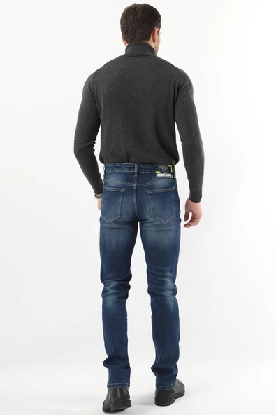Erkek Regular Fit Jean Pantolon Koyu Mavi - 5