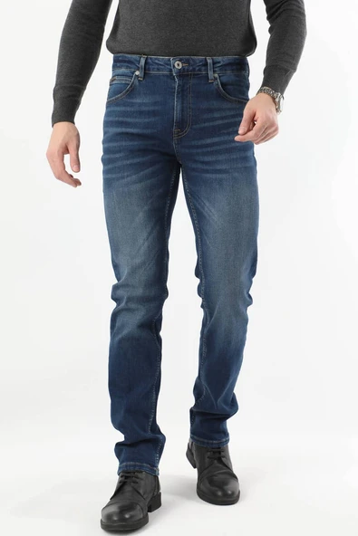 Erkek Regular Fit Jean Pantolon Koyu Mavi - 6