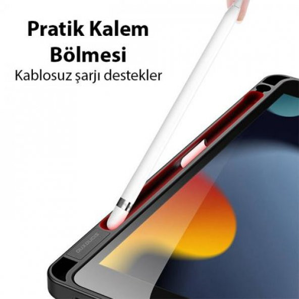 Coofbe Kalem Yerli Standlı Uyku Modlu Sert Şeffaf Arka Kapak  iPad 10.9 2022 Kılıf Kapaklı Tablet Kılıfı - 3