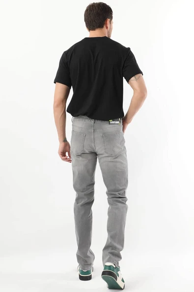 Erkek Dizi Yırtık Jean Pantolon Gri - 5