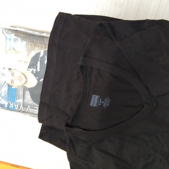 ERKEK MODAL İNCE V YAKA LARGE SİYAH TİŞÖRT - 2