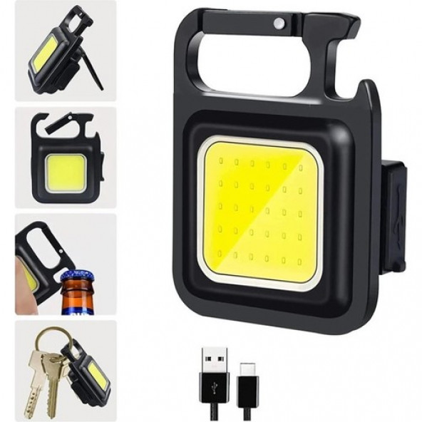 Şarj Edilebilir Led, Anahtarlık El Feneri, Mıknatıslı Fener, Kamp Aydınlatma ,cob Ledli 800 Lümen