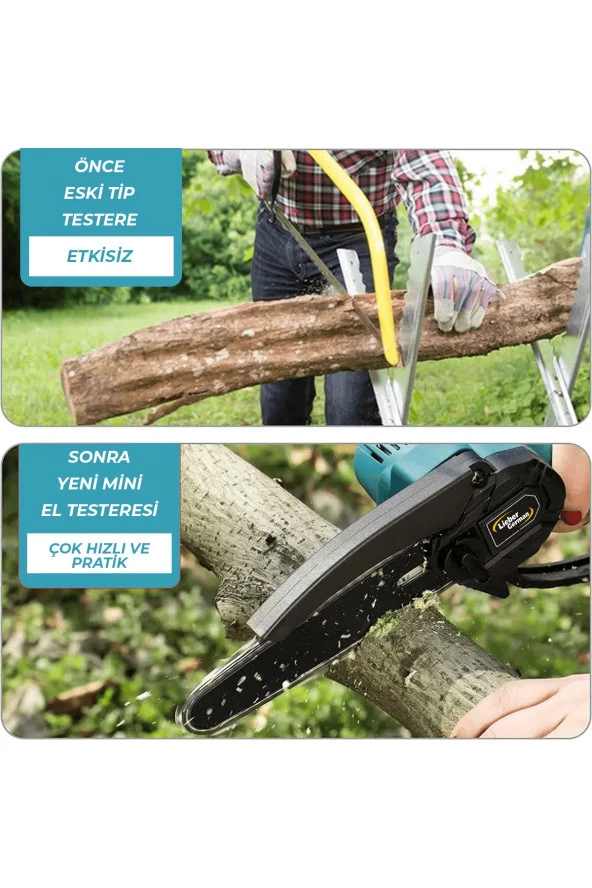 Lieber German ALP Serii 14.4 V 2 Amper 10 Cm ve 15 cm Çift Pala Akülü Dal Kesme Budama Testere Bıçkı Makinesi - 2