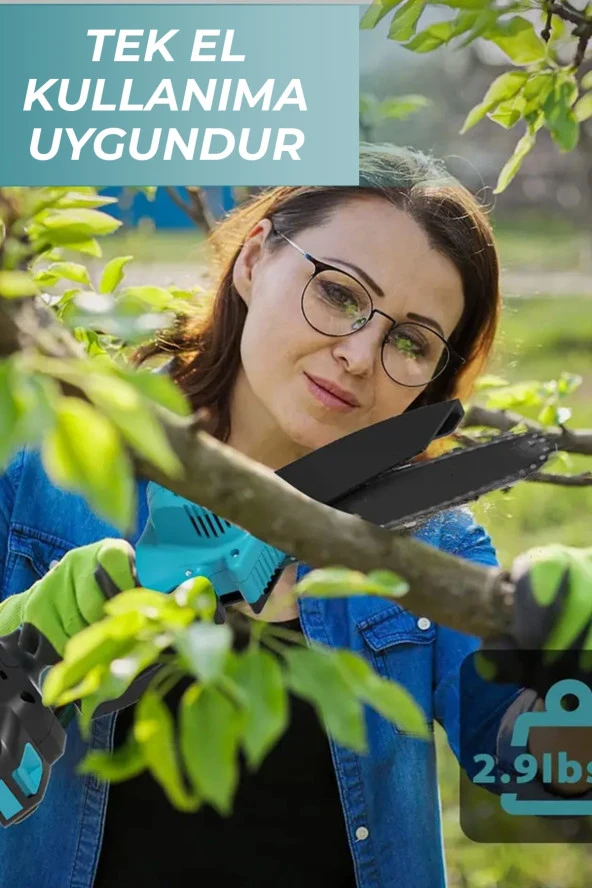 Lieber German ALP Serii 14.4 V 2 Amper 10 Cm ve 15 cm Çift Pala Akülü Dal Kesme Budama Testere Bıçkı Makinesi - 4