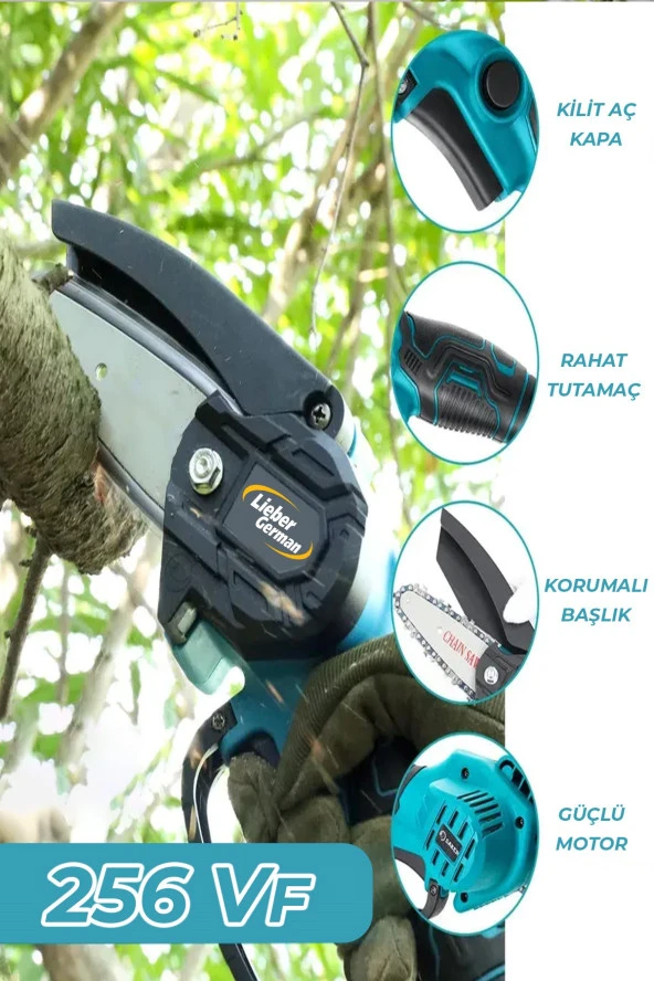 Lieber German ALP Serii 14.4 V 2 Amper 10 Cm ve 15 cm Çift Pala Akülü Dal Kesme Budama Testere Bıçkı Makinesi - 5