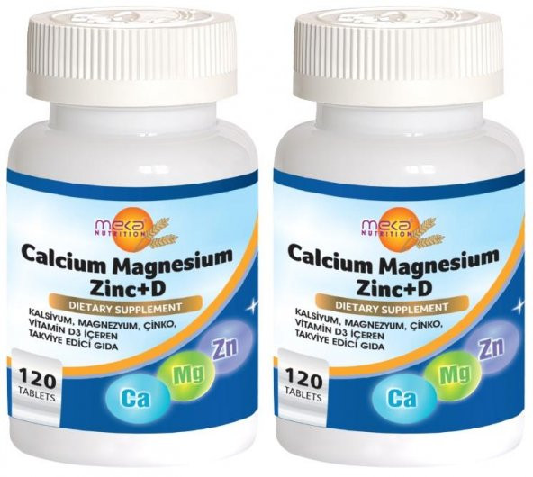 Meka Nutrition Kalsiyum Magnezyum Çinko D Vitamini 2x120 Tablet