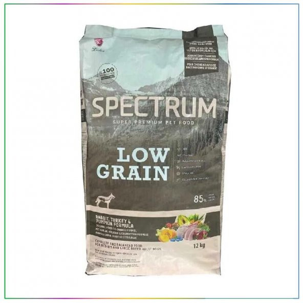 Spectrum Low Grain Hindi Tavşan Kabak Orta Irk Yetişkin Köpek Maması 12 KG