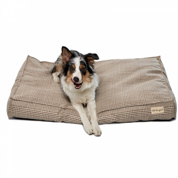 Pet Comfort Lima  Bej Kareli Köpek Yatağı M 90x60cm - 5