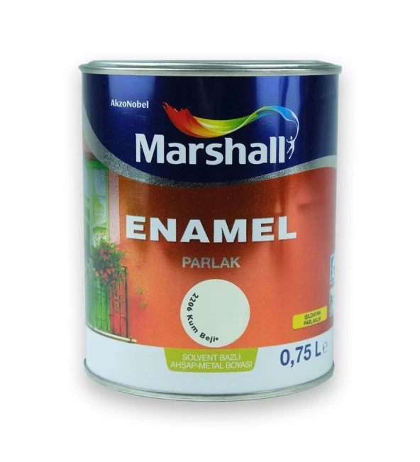 Marshall Enamel Parlak Ahşap Metal Boyası Kum Beji 0,75 L