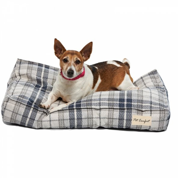 Pet Comfort Lima  Mavi Kareli Köpek Yatağı S 70x40cm - Resim 4