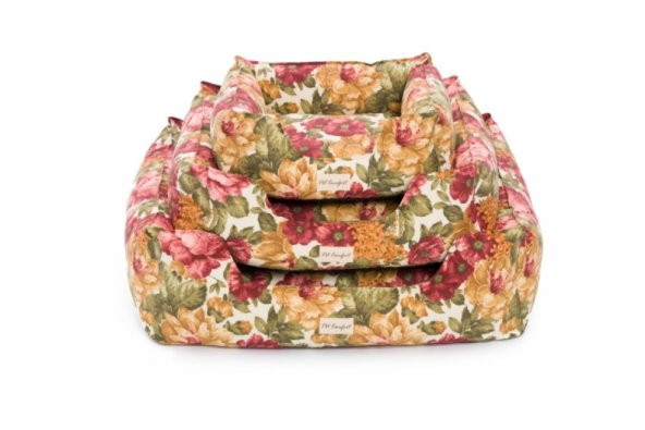 Pet Comfort Alpha  Gül Desenli Kedi ve Köpek Yatağı S 60x50cm - 7