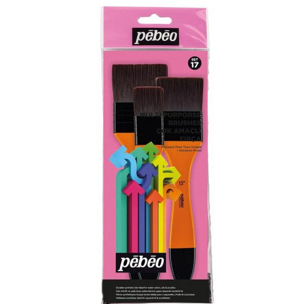 Pebeo 3lü Zemin Fırçası Seti Sentetik Kıl (No:1 - 1.5 - 2)