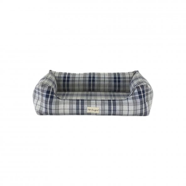 Pet Comfort Delta  Lacivert Kareli Köpek Yatağı M 90x70cm