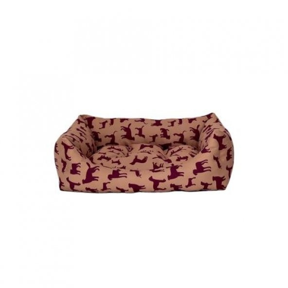 Pet Comfort Uniform Bej-Bordo Kedi ve Köpek Yatağı S 60x50cm