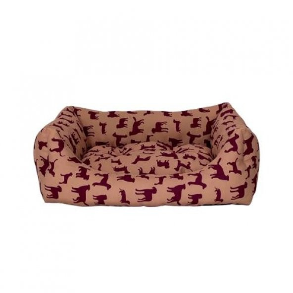 Pet Comfort Uniform Bej-Bordo Köpek Yatağı M 70x60cm - Resim 2