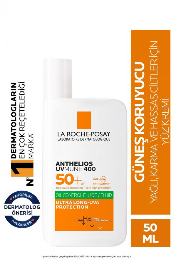 LA ROCHE POSAY Anthelios Uvmune 400 Oil Control Fluid Güneş Kremi Spf50+ 50ml 3337875847292