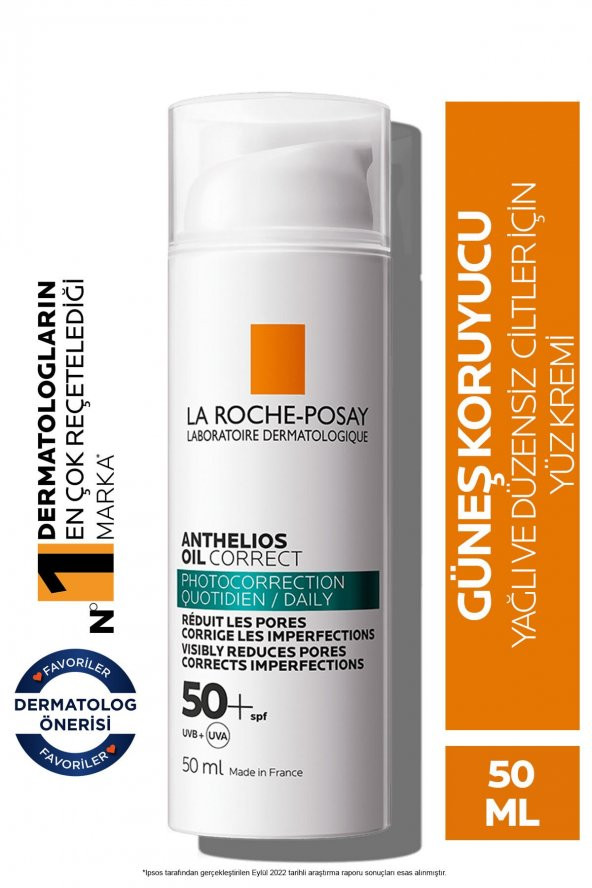 LA ROCHE POSAY Anthelios Oil Correct Spf+50 Yağlı Ve Akneye Eğilimli Ciltler Için Yüz Güneş Kremi 3337875797467