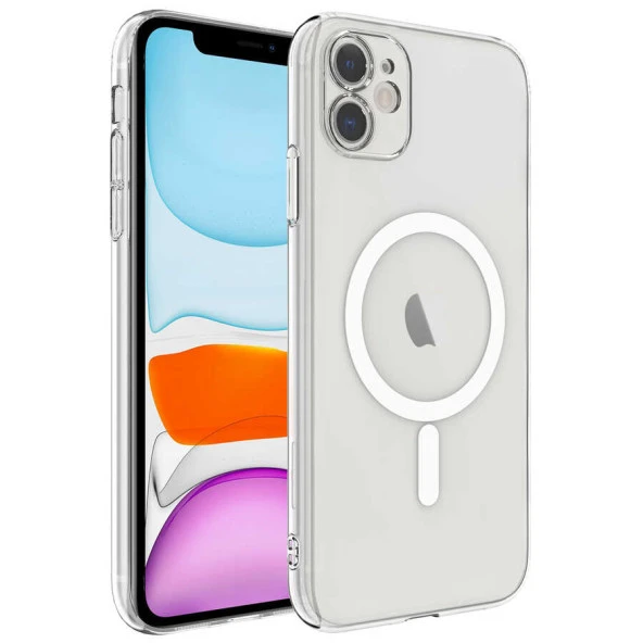 Apple iPhone 11 Kılıf Kamera Korumalı Magsafe Sert PC Zore Porto Kapak Kılıf  Renksiz