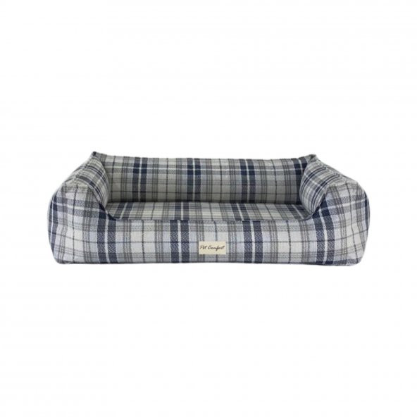Pet Comfort Delta  Lacivert Kareli Köpek Yatağı L 105x80cm