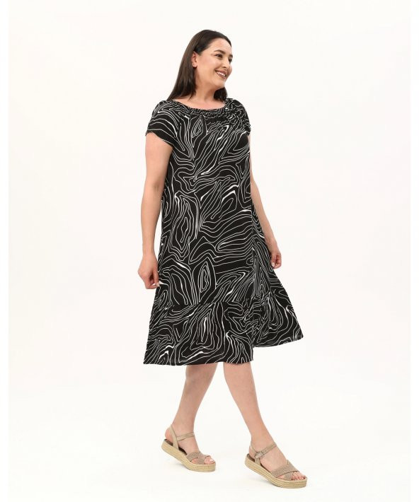 Madonna Yaka Viskon Siyah Elbise - 5