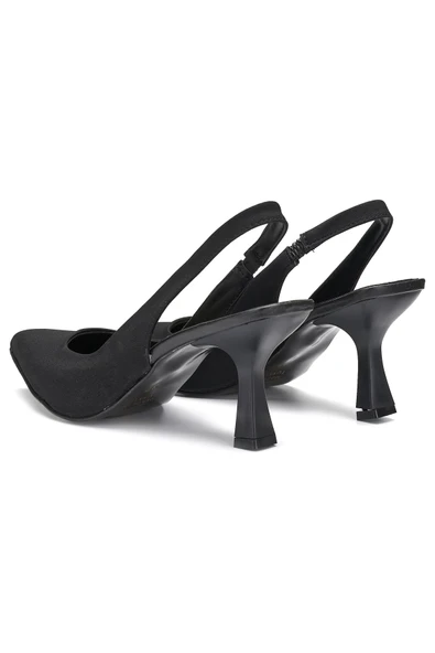 Günlük Kadın Sivri Burun Düz Desensiz İnce Arkası Açık Topuklu Zara Model Abiye Ayakkabı 101A - 7