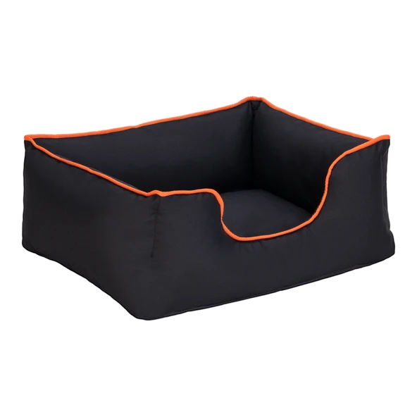 Pet Comfort Alpha  Kedi ve Köpek Yatağı Siyah w Turuncu Biye S 60x50cm - Resim 2