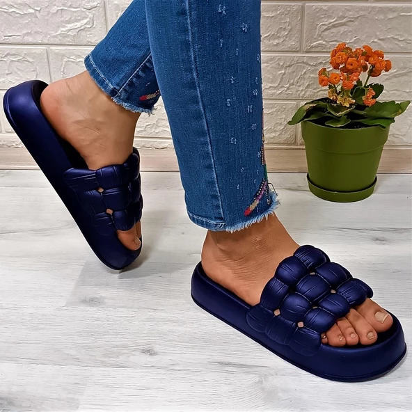 Sonimix 12701 Lacivert Hafif Rahat Günlük Havuz Plaj Kadın Terliği - Resim 4