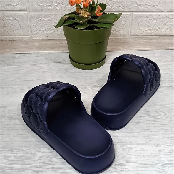 Sonimix 12701 Lacivert Hafif Rahat Günlük Havuz Plaj Kadın Terliği - Resim 8