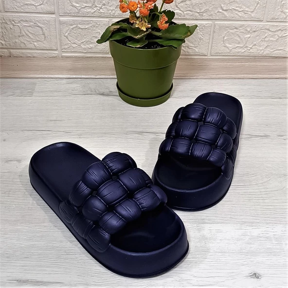 Sonimix 12701 Lacivert Hafif Rahat Günlük Havuz Plaj Kadın Terliği - Resim 6