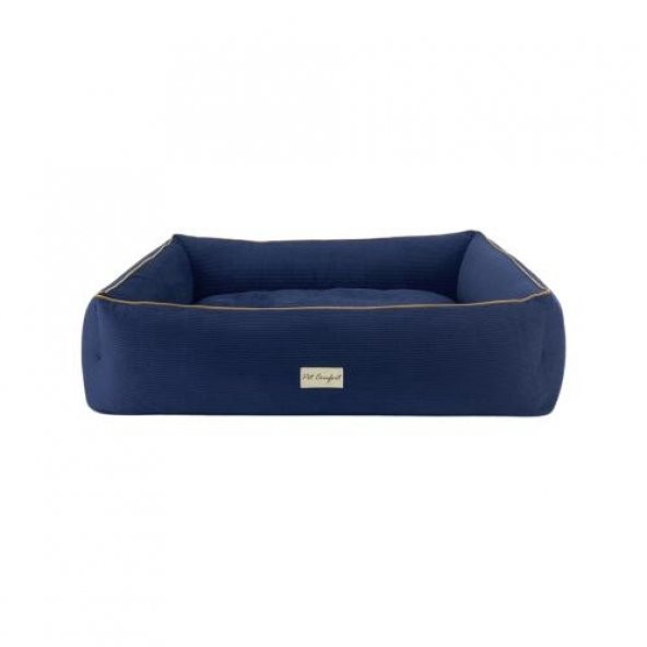 Pet Comfort Golf  Köpek Yatağı Parliament Mavi w Hardal Biye L 105x80cm ürün görseli