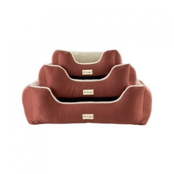 Pet Comfort Echo  Köpek Yatağı Tarçın/Ecru Peluş M 80x65cm - 1