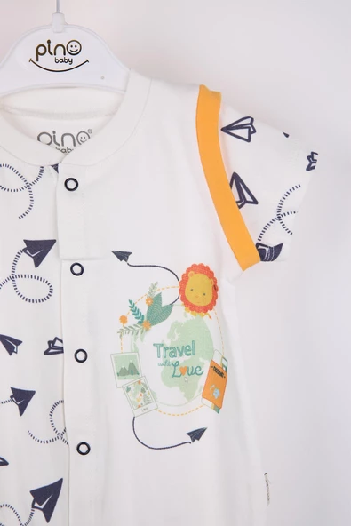 Çıtçıtlı Travel Desen Unisex Bebek Tulum 2904 - 3