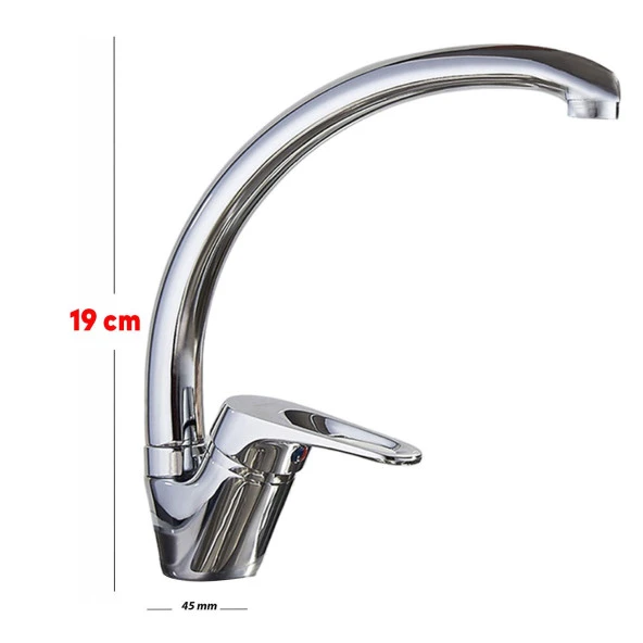 Kuğu Mix Banyo Lavabo Musluğu Eyve Sıcak Soğuk Çift Su Girişli Çeşmesi Bataryası 19 cm - Resim 2