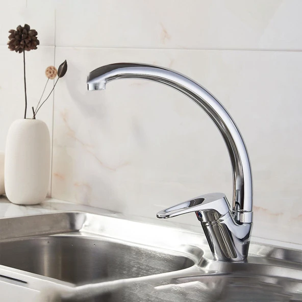 Kuğu Mix Banyo Lavabo Musluğu Eyve Sıcak Soğuk Çift Su Girişli Çeşmesi Bataryası 22 cm ürün görseli