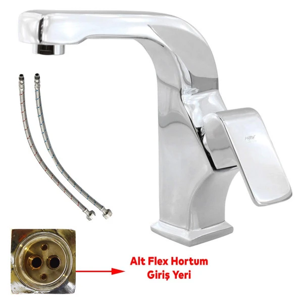 Banyo Lavabo Musluğu Bataryası Mix Eyve Sıcak Soğuk Çift Su Girişli Çeşmesi 20 cm - 2