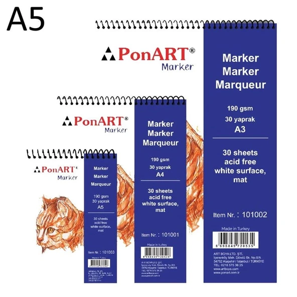 Ponart Marker Pad A5 190 gr. 30 yp. ürün görseli