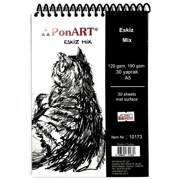Ponart Eskiz Mix Blok Spiralli 120-190 gr. 30 Sayfa A5