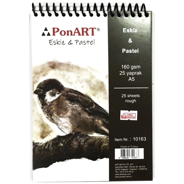 Ponart Eskiz & Pastel Blok Spiralli 160 gr. 25 Sayfa A5