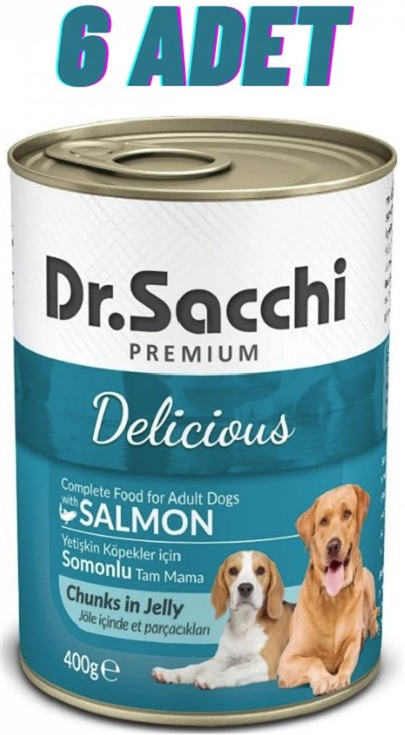 Dr.sacchi Somonlu Köpek Konservesi 6X400 Gr