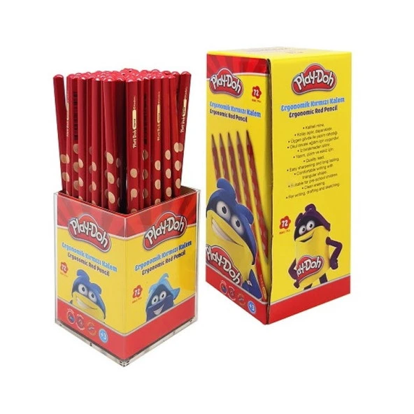 Play-Doh Oluklu Kırmızı Kalem 72li Stand