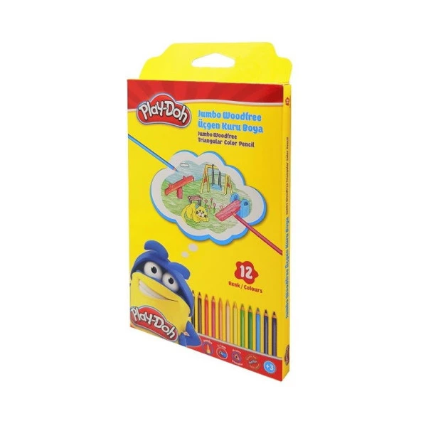 Play-Doh 12 Renk Woodfree Jumbo Üçgen Kuru Boya