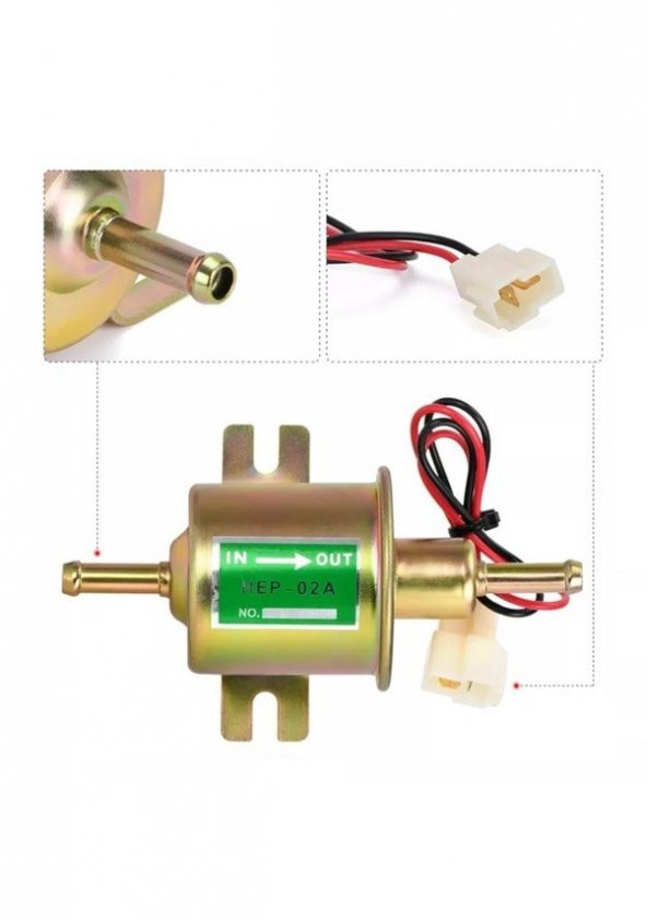 ÜNİVERSAL YAKİT POMPASİ HEP-02A-24 VOLT 2.5-4 PSİ - 3